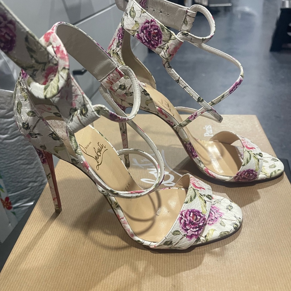 Louboutin Floral High Heel Sandals